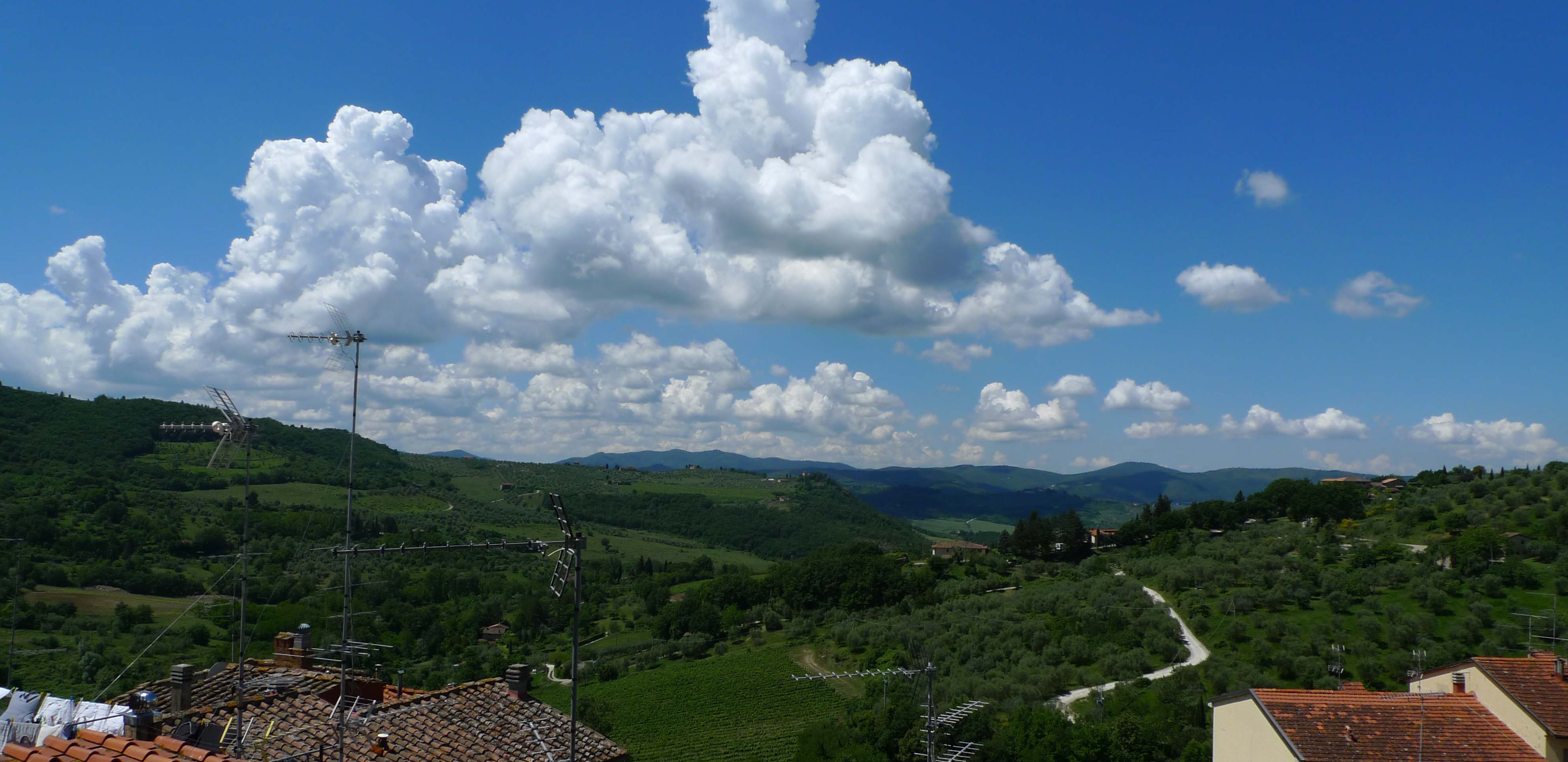 View from the west side window over the valley of the Vicano creek towards Florence